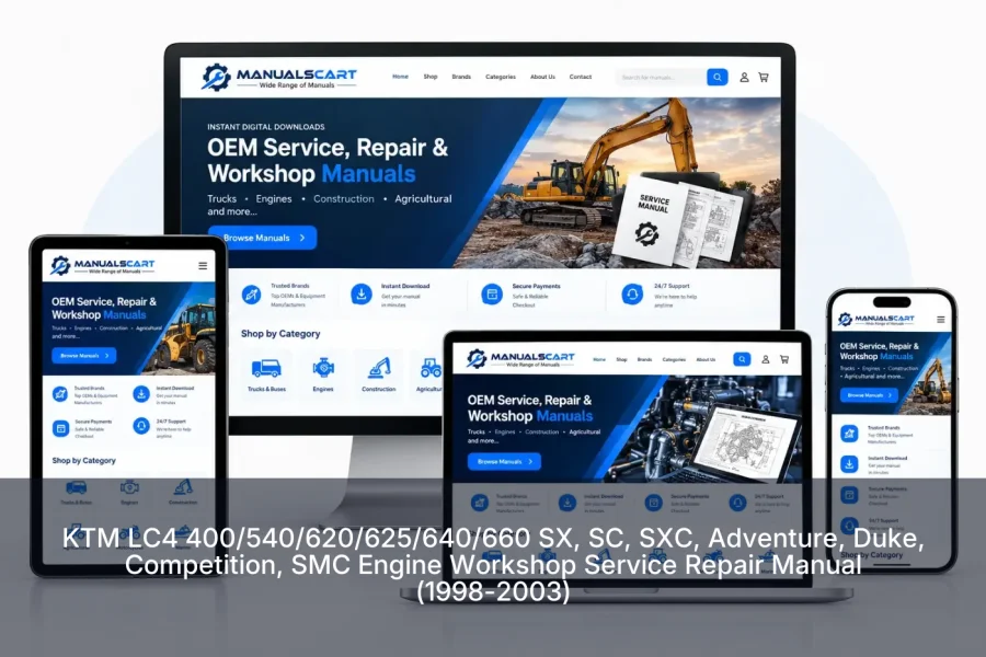 KTM LC4 400/540/620/625/640/660 SX, SC, SXC, Adventure, Duke, Competition, SMC Engine Workshop Service Repair Manual (1998-2003)