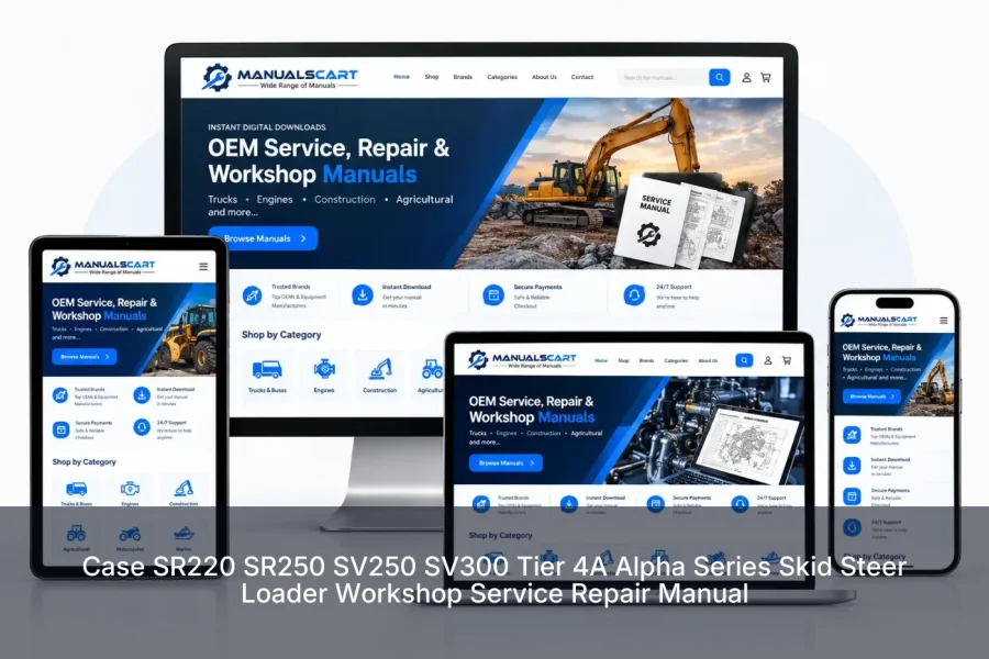 Case SR220 SR250 SV250 SV300 Tier 4A Alpha Series Skid Steer Loader Workshop Service Repair Manual